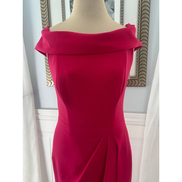 XSCAPE Size 4 Fuchsia Off Shoulder Foldover Neckline Gown NWT - Picture 2 of 9